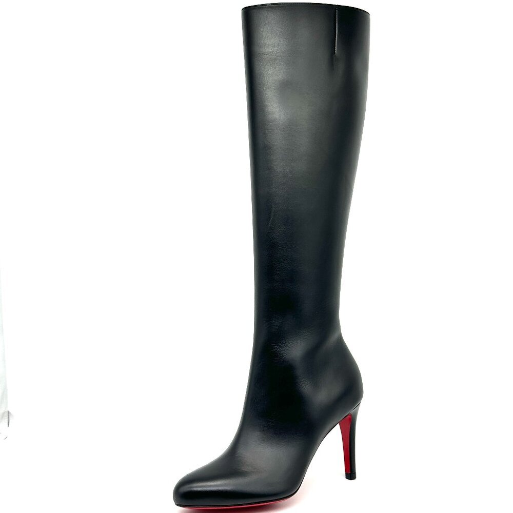 Christian Louboutin Black Knee-High Leather Stiletto Boots - Picture 7 of 15